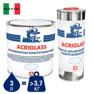 Эмаль 2-комп. полиуретановая Мореман ACRGILASS, 086 хол.бел., 3 л