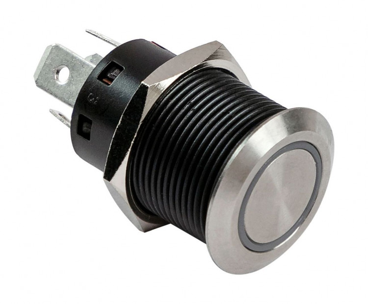 Кнопка с фиксацией, подсветка красная, 12 В, 20А, 19мм, арт. PB4411TLR,          Yih Sean  Кнопка с фиксацией, подсветка красная, 12 В, 20А, 19мм, арт. PB4411TLR,          Yih Sean