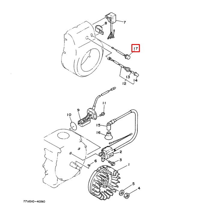 Выключатель двигателя бензинового генератора YAMAHA EF1200 EF1800 EF2600 1980-1985гг (796-82550-09), арт. 796-82550-09,          Nano Protech 