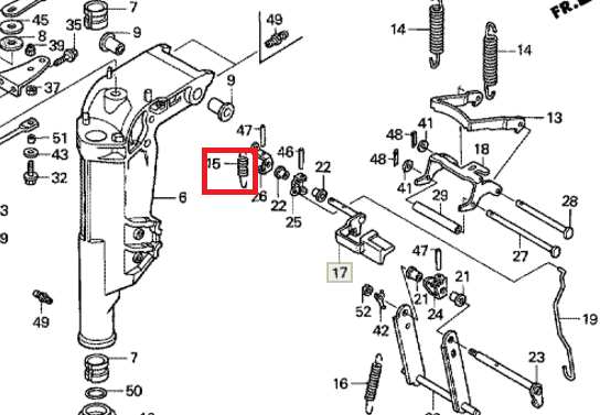 Пружина рычага наклона Honda, арт. 50515-ZW9-300,          HONDA 