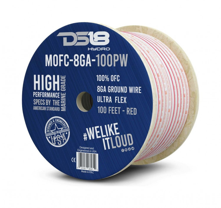 Силовой провод из 100% меди для морского применения 8-GA 30 м. красный MOFC8GA100P, DS18, арт. MOFC8GA100P,          DS18 