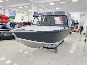 Моторная лодка, Триера 460 BR_new, серый (тент ходовой, стояночный, транспортировочный) с Suzuki DF50ATL