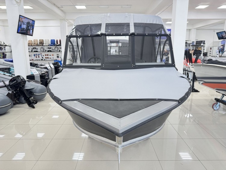 Моторная лодка, Триера 460 BR_new, серый (тент ходовой, стояночный, транспортировочный) с Suzuki DF50ATL, арт. KITTR78,  