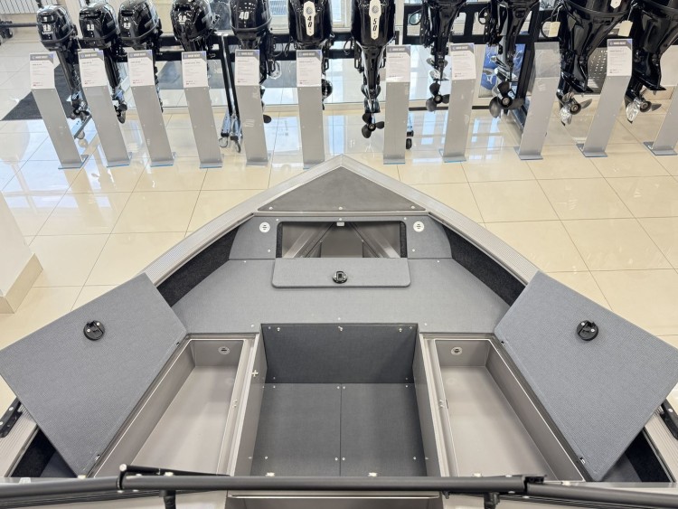 Моторная лодка, Триера 460 BR_new, серый (тент ходовой, стояночный, транспортировочный) с Suzuki DF50ATL, арт. KITTR78,  