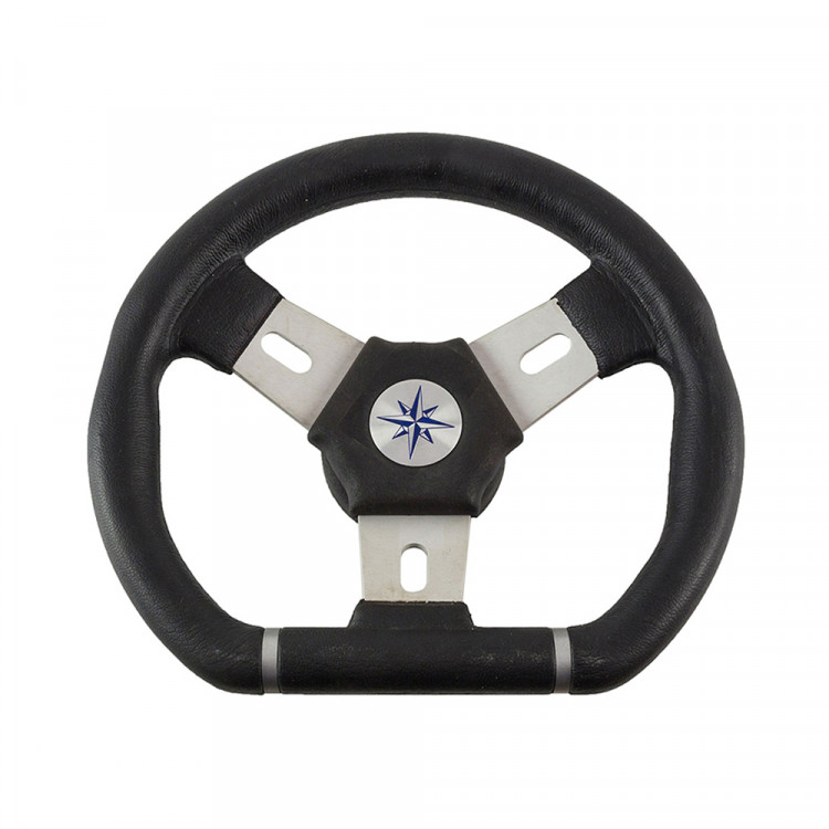 Колесо рулевое ELBA SPORT 280 мм, обод черный, спицы серебрянные, VN13281-01-ts, арт. VN13281-01-ts,          Volanti Luisi  Колесо рулевое ELBA SPORT 280 мм, обод черный, спицы серебрянные, VN13281-01-ts, арт. VN13281-01-ts,          Volanti Luisi