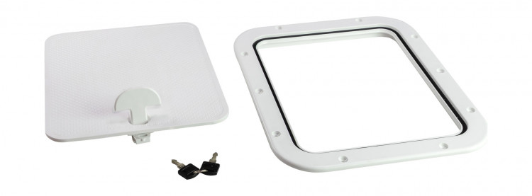 Люк смотровой с замком 306 х 356 мм с замком, белый, арт. 45166-NR,          Nuova Rade 