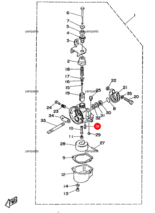 Игла клапана подачи топлива Yamaha 2C, 2B, 2D, 6a1-14392-00, арт. 6a1-14392-00,          YAMAHA 