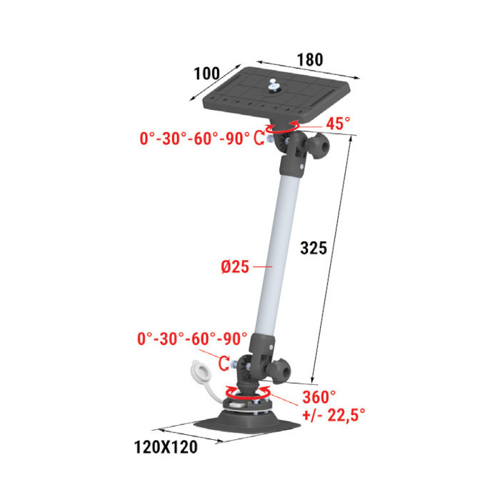 Площадка монтажная на баллон быстросъемная с удлинителем 325 мм, арт. 040567T,          Техномарин 