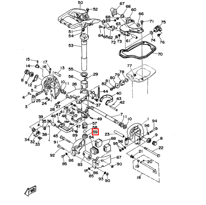 Втулка подвески Yamaha 20-30 (30F-03.03.06) (WUHU), арт. 90386-38022-K,          WUHU 