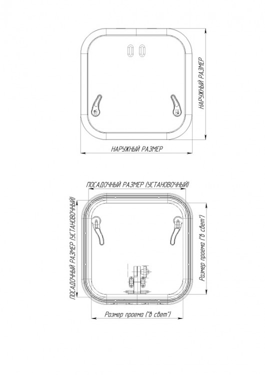 Люк палубный распашной Альбатрос 550х550, арт. 030827Т,          Техномарин 