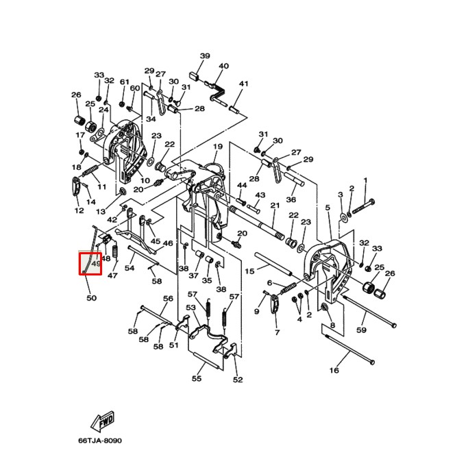 Штифт подвески Yamaha 25-30, 40X (91690-30016), арт. 91690-30016,          YAMAHA 