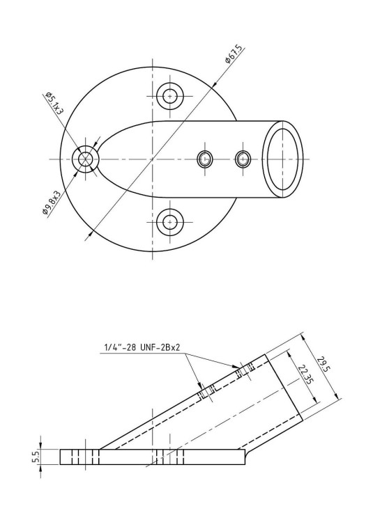 Основание стойки леера 7/8" (22 мм), 30 град, круглое, арт. 66077_Kof,          Kofuku  Основание стойки леера 7/8" (22 мм), 30 град, круглое, арт. 66077_Kof,          Kofuku