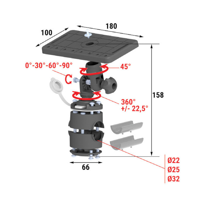Площадка монтажная на леер быстросъемная, арт. 040562T,          Техномарин 