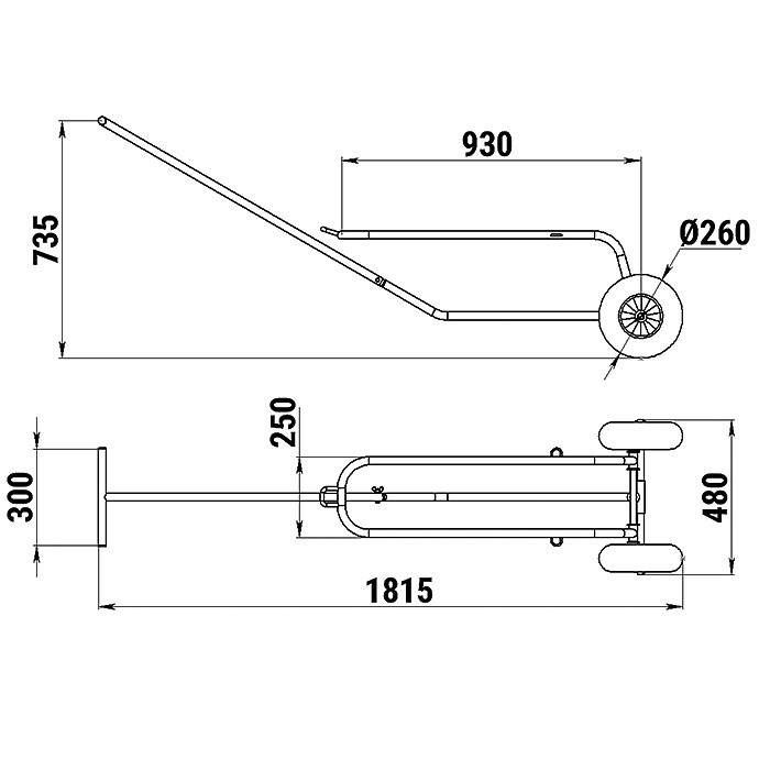 Тележка подкильная для надувных лодок малая нержавеющая сталь, арт. 060226T,          Техномарин 