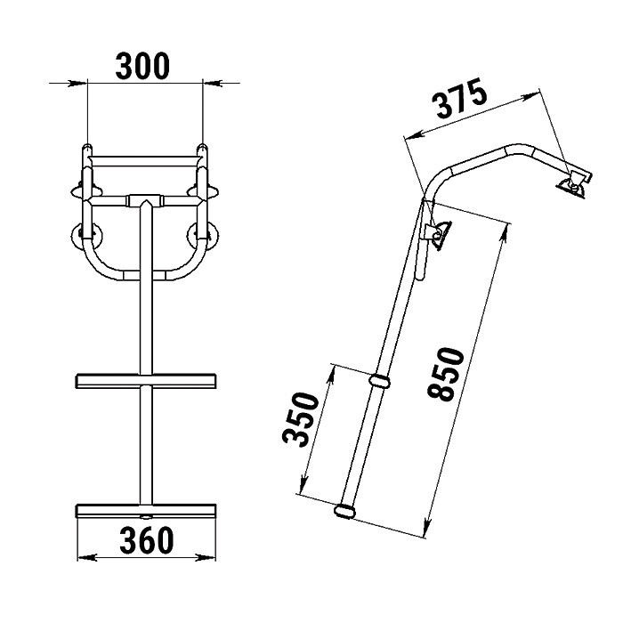 Трап дайверский для НЛ бортовым креплением, 2 серых ступени (ширина 325 мм.), арт. 040116GT,          Техномарин 