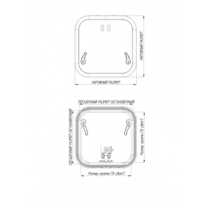 Люк палубный распашной Альбатрос 572x457, арт. 030833T,          Техномарин 
