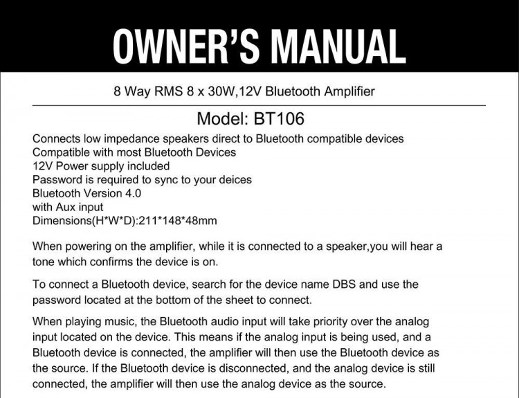 8-х канальный морской усилитель, арт. BT106,          Diibeisi 