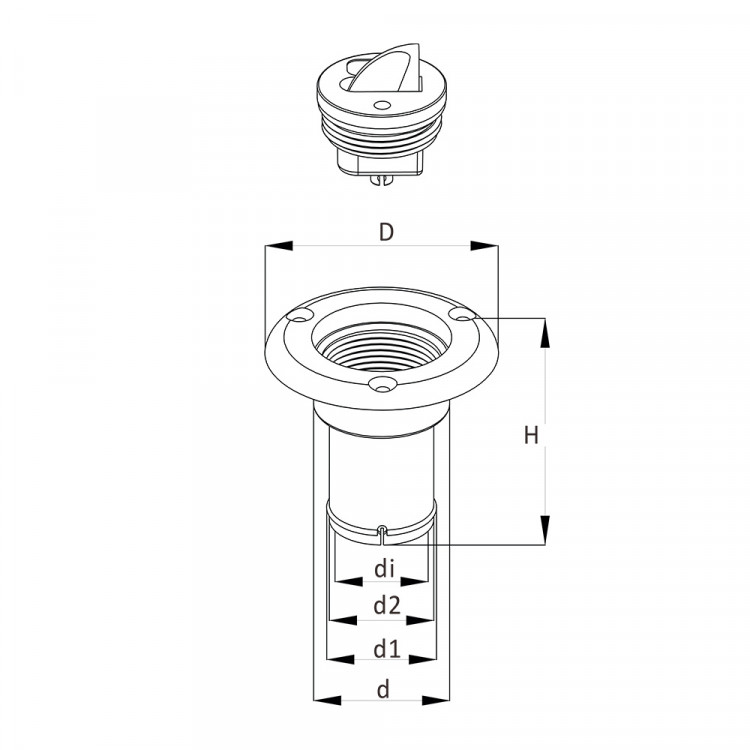 Заливная горловина топливного бака SeaFlo, патрубок 40 мм чёрный, арт. SFCF2-01-ts,          SeaFlo 