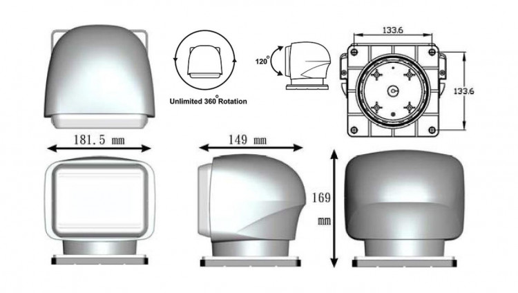 Прожектор с дистанционным управлением, белый корпус, светодиодный, брелок, модель 220, арт. SL22041CW12VSS,          Allremote 