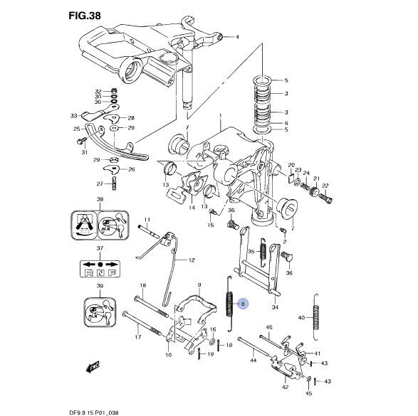 Пружина Suzuki DT9.9-15/Df9.9-15, 45212-94J00-000-st, арт. 45212-94J00-000-st,          SUZUKI  Пружина Suzuki DT9.9-15/Df9.9-15, 45212-94J00-000-st, арт. 45212-94J00-000-st,          SUZUKI