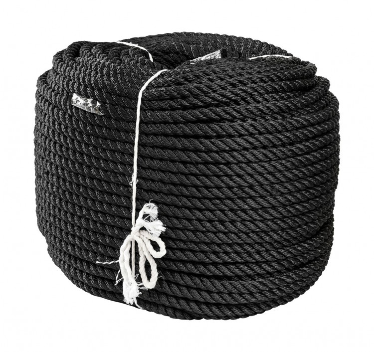 Веревка якорная 3-прядная d14мм, L150м, черный, Marine Rocket, арт. MR-QF14150B,          MARINE ROCKET 