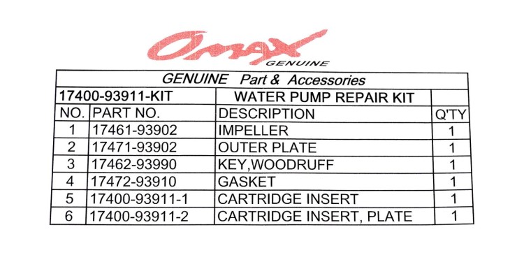 Ремкомплект помпы Suzuki DT9.9-15, Omax, арт. 1740093911_OM,          Omax 