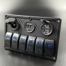 Панель управления (6 тумблеров вкл/выкл, 2 USB, розетка 12V, вольтметр) (PREMARINE), арт. SF50802-6H1P1UC1V,          PREMARINE 