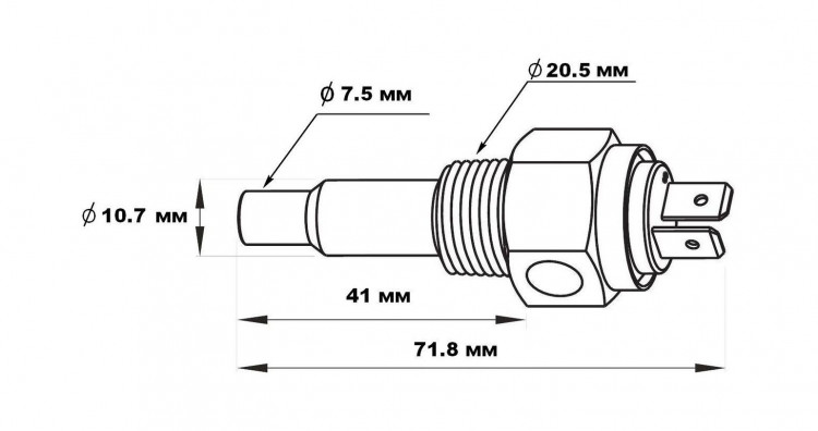 Датчик температуры масла 50-150 гр., сигнализация 120 гр., резьба 1/2"-14NPT, арт. OTSA002MR,          MARINE ROCKET 