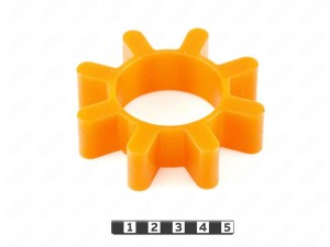 Вставка упругой муфты эластичная (звездочка) 85*46*22 , M72/оранжевый , с отверстием, 8 лучей с паллельными гранями и со скругленными концами