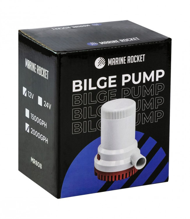 Помпа осушительная Marine Rocket,  2000GPH (7570 л/ч), 24 В, арт. MR808-2000-24,          MARINE ROCKET 