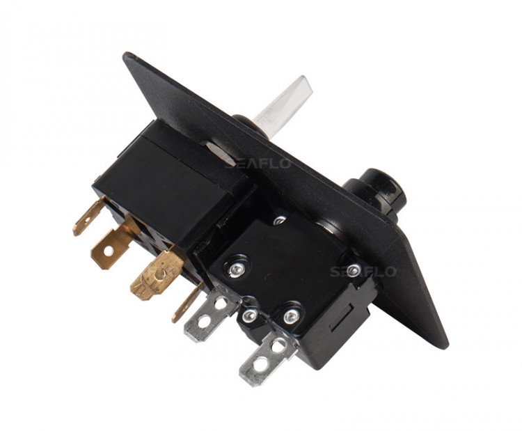 Панель управления с предохранителем для осушительного насоса (ручной-выкл-авто) 12/24В, алюминий, арт. SFSP-015-01,          SeaFlo 