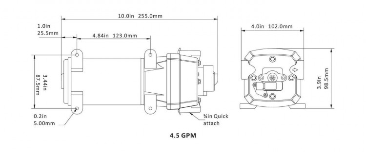 Помпа водоподающая мембранная SeaFlo, 12 В, 17 л/мин, 2.8 бар, 6 А, арт. SFDP104504041,          SeaFlo 