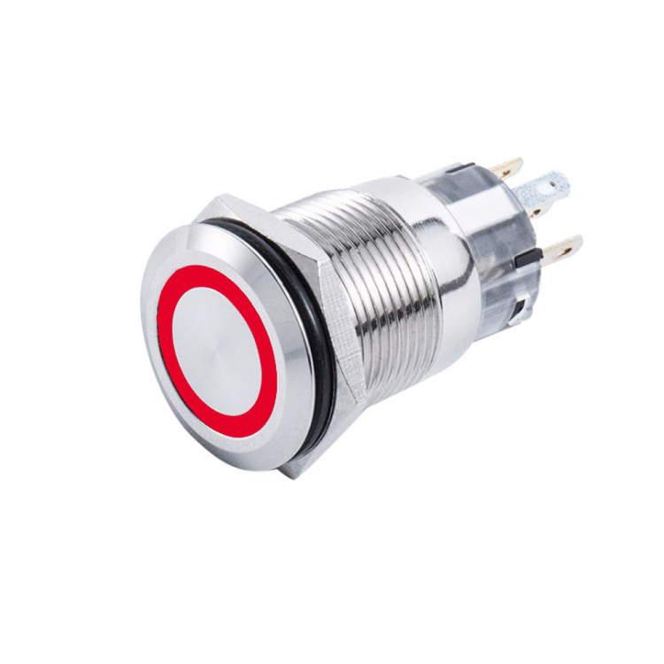 Переключатель кнопочный  ON-OFF 12В/5А (красный) 19мм, SK-DSS-19-R-ts, арт. SK-DSS-19-R-ts,          Skipper 