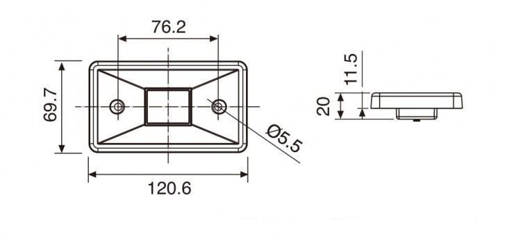 Огонь кормовой прямоугольный светодиодный, арт. C141721,          Easterner 