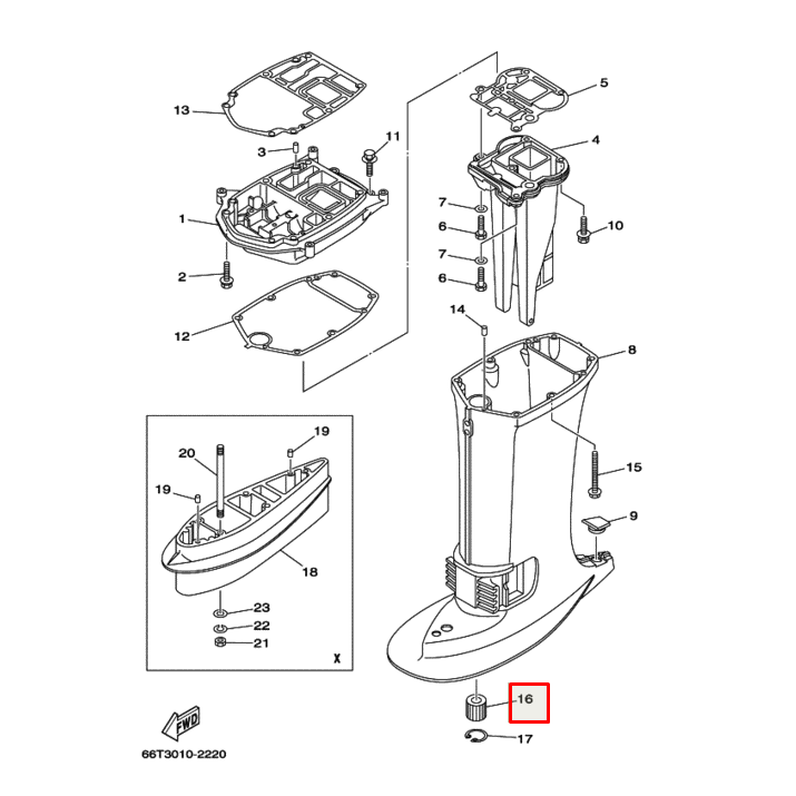 Втулка демпферная торсионного вала (L) YAMAHA 40X; F30-F50 (679-45318-00; 6A0-45318-00), арт. 679-45318-00,          Nano Protech 