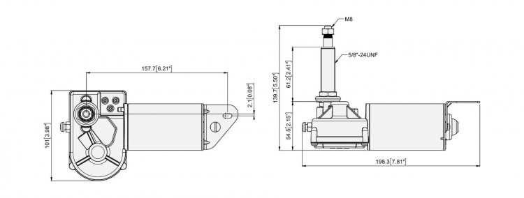 Электропривод стеклоочистителя 12 В (ось 2 1/3"), усиленный, арт. 1009212,          TMC  Электропривод стеклоочистителя 12 В (ось 2 1/3"), усиленный, арт. 1009212,          TMC