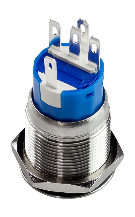 Кнопка с фиксацией, подсветка синяя, 12В, арт. PB4212TLB,          Yih Sean  Кнопка с фиксацией, подсветка синяя, 12В, арт. PB4212TLB,          Yih Sean