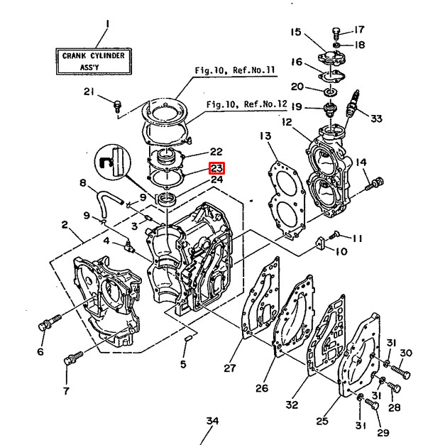 Прокладка корпуса сальника верх коленвала YAMAHA 25-30A (689) Япония, арт. 689-15369-00,          Nano Protech 