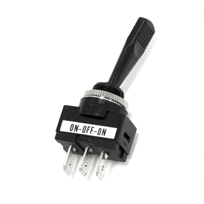Переключатель трёхпозиционный (вкл-выкл-вкл) с черным флажковым выключателем без подсветки, арт. 046-3,          TMC 