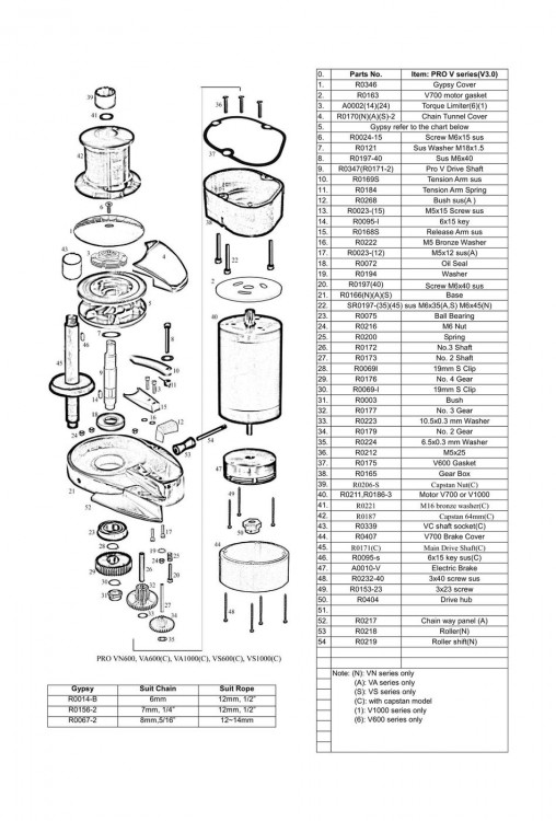 Лебедка якорная South Pacific VS600 вертикальная, 800Вт, 12 В,, арт. VS600,          South Pacific 