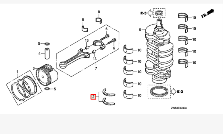 Полукольца на коленвал Honda BF115-130 (13014-PAA-800) (Honda), арт. 13014-PAA-800,          HONDA 