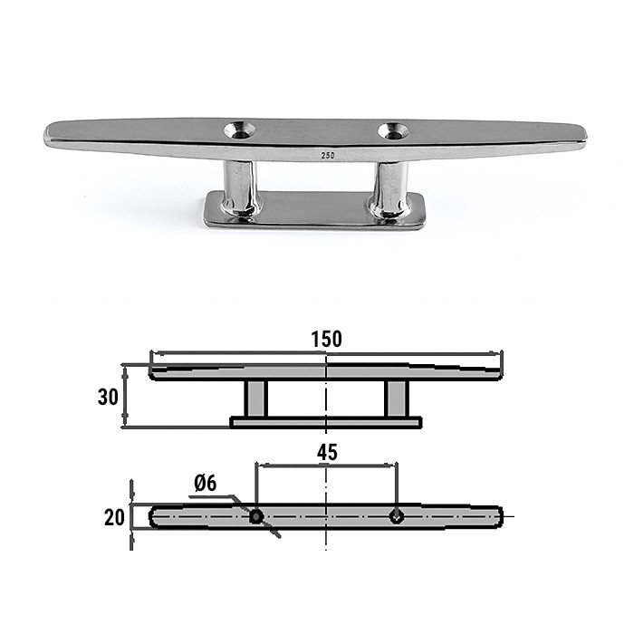 Утка швартовая 150мм прод.креп, арт. 003802,          Homer 