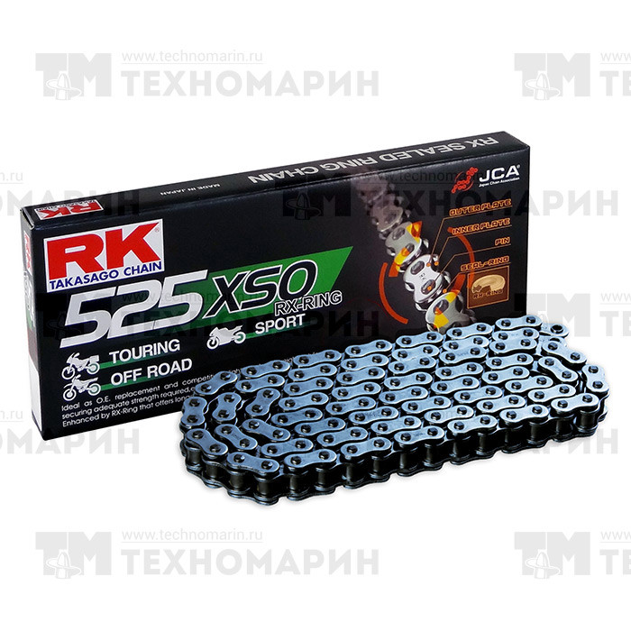 Цепь для мотоцикла до 900 см³ (с сальниками RX-RING) 525XSO-114, арт. 525XSO-114,          RK Chains 