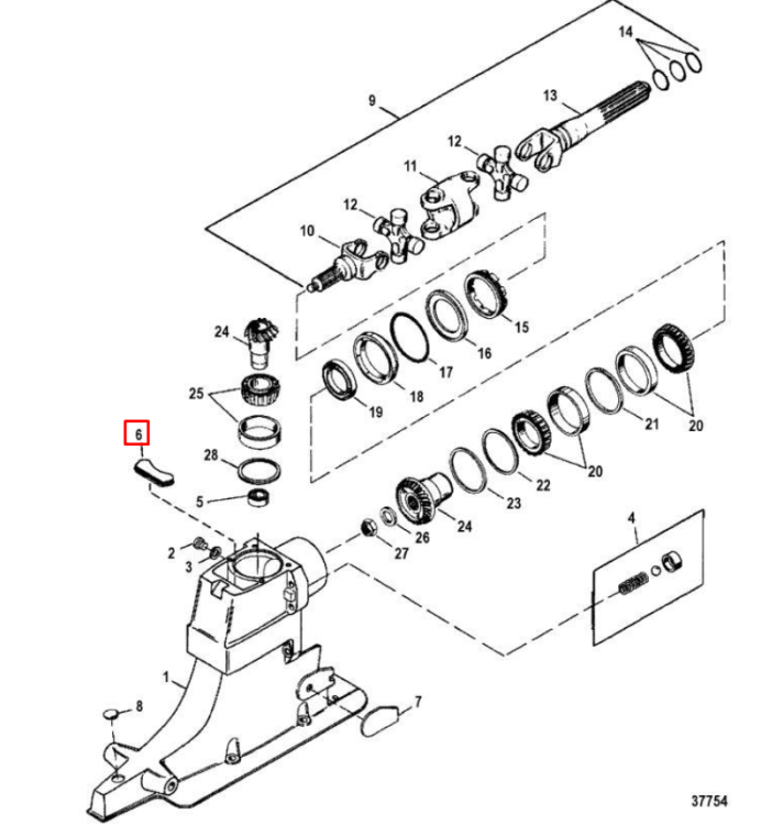 Вставка резиновая MERCRUISER - ALPHA ONE GEN II (Quicksilver), арт. 861738,          MERCURY 