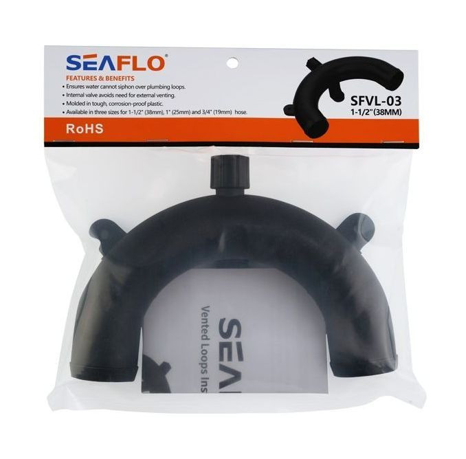 Колено 38 мм пластиковое с вентиляцией, SeaFlo, арт. SFVL03,          SeaFlo 