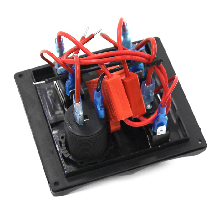 Панель переключателей 3шт с гнездом прикуривателя NEKEKE, арт. TF3J/S,          NEKEKE 