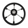 Рулевое колесо LEADER PLAST черный обод серебряные спицы д. 360 мм 