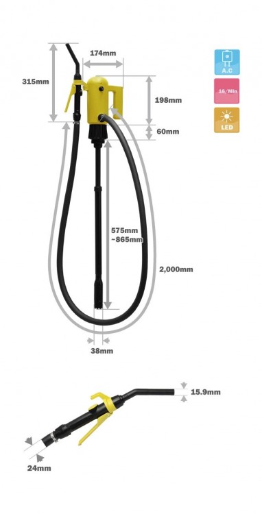 Насос электрический для перекачки жидкостей и ГСМ, 16 л/м, арт. DEP-1702,          Dukshin 
