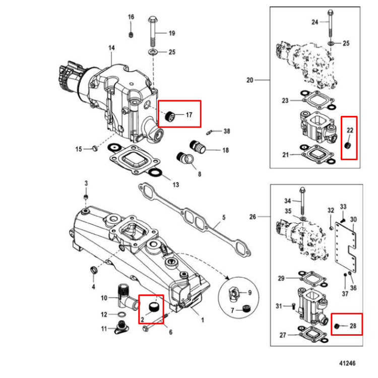 Заглушка выхлопа (пробка бронзовая диам. 19 мм) Mercruiser (22-428611) (Quicksilver), арт. 428611,          MERCURY 