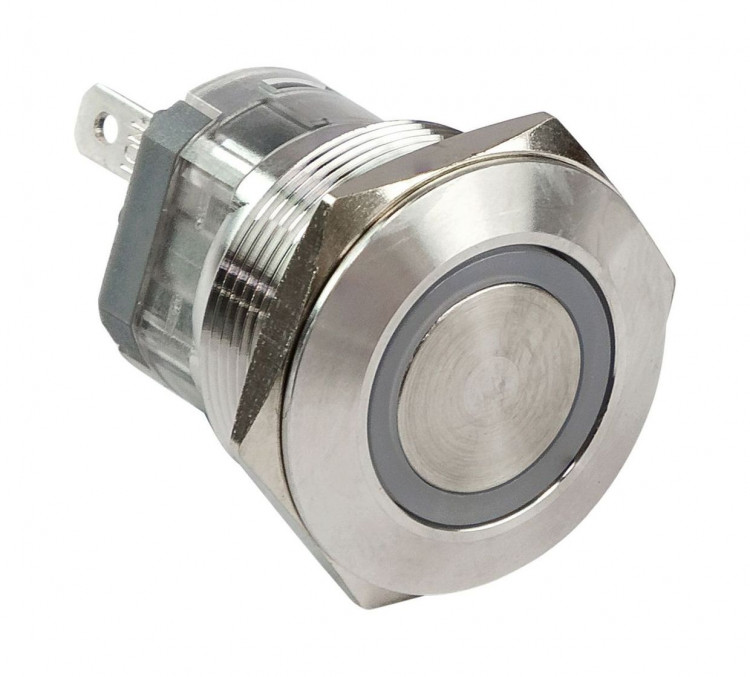 Кнопка с фиксацией, подсветка синяя, 12 В, д. 25мм, арт. SXC00010,          SX Tech  Кнопка с фиксацией, подсветка синяя, 12 В, д. 25мм, арт. SXC00010,          SX Tech